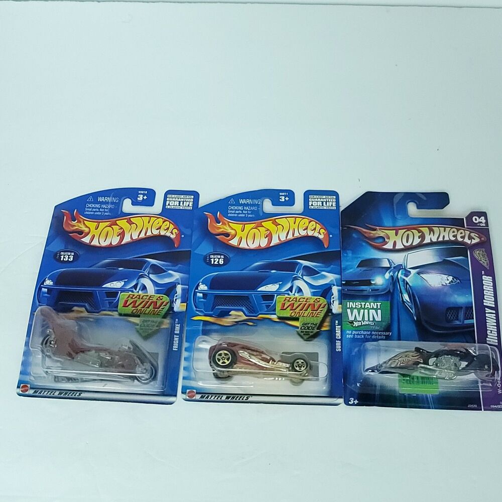 Lot of 3 Hot Wheels Highway Horror W-Oozie Surf Crate Fright Bike NEW Die Cast
